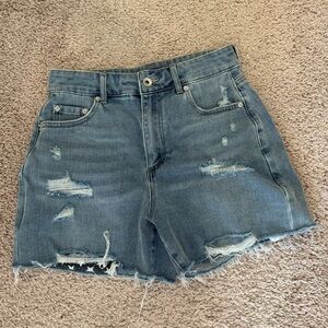 Tractr Blu patriotic stripes and stars Blue Distressed Jean Shorts High-Waisted